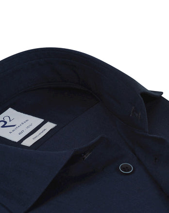 Manches extra longues. Chemise bleu marine 100% laine mérinos Navy