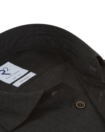 Manches extra longues. Chemise grise 100% laine mérinos Antracite