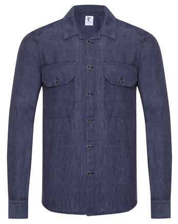 Overshirt en lin 010 - Navy