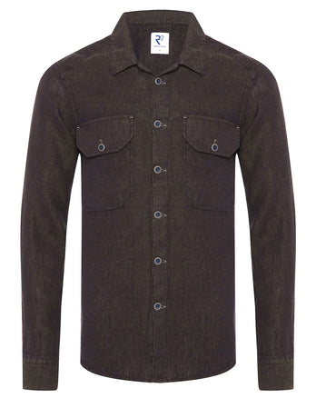 Overshirt en lin 070 - Dark green