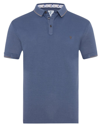 Mercerised piqué cotton poloshirt 014 - Blue