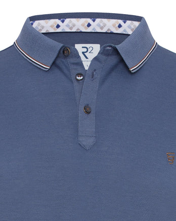 Mercerised piqué cotton poloshirt 014 - Blue