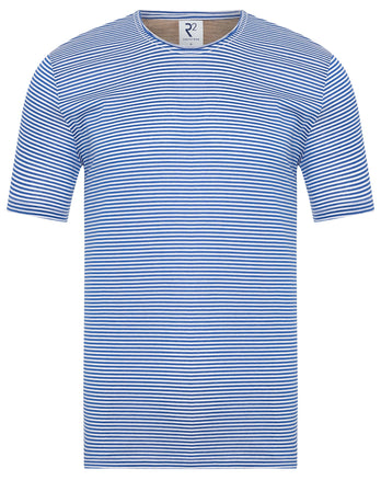 T-shirt en coton rayé 012 - Cobalt