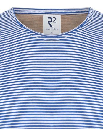 T-shirt en coton rayé 012 - Cobalt