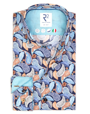 Hemd mit Paisleymuster aus Viskosemischung 010 - Navy