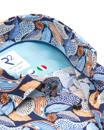 Hemd mit Paisleymuster aus Viskosemischung 010 - Navy