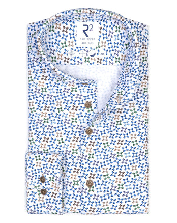 Manches extra longues. Chemise en coton stretch 4 directions 014 - Blue