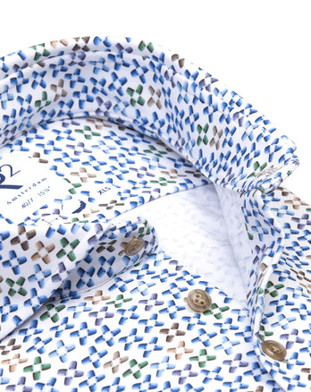 Manches extra longues. Chemise en coton stretch 4 directions 014 - Blue