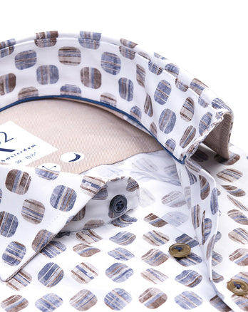 Chemise en stretch imprimé valise 045 - Beige