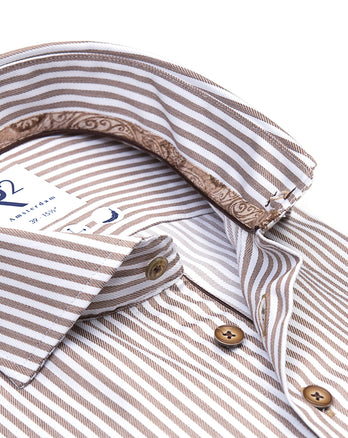 Gestreiftes Baumwollhemd 045 - Beige