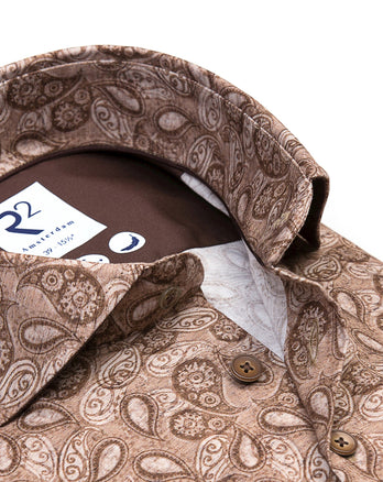 Chemise en stretch à imprimé cachemire 045 - Beige