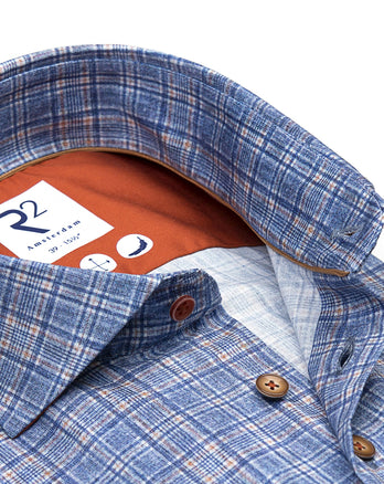 Chemise stretch à carreaux 014 - Blue