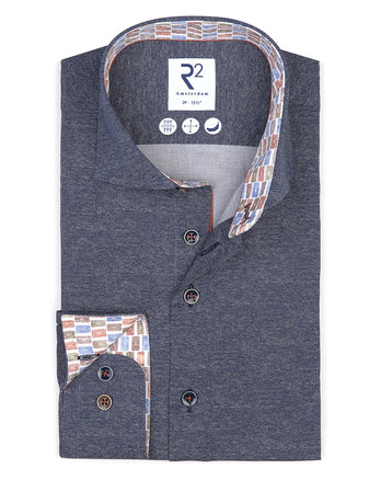 Chemise stretch imprimée au look dobby 010 - Navy