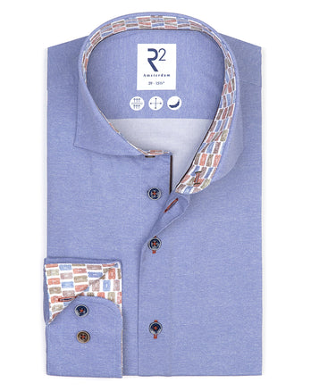 Chemise stretch imprimée au look dobby 018 - Light blue