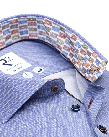 Chemise stretch imprimée au look dobby 018 - Light blue