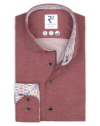 Chemise stretch imprimée au look dobby 080 - Bordeaux