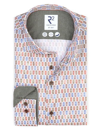 Kofferdruck Dobby Baumwollhemd 004 - White