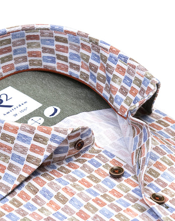 Kofferdruck Dobby Baumwollhemd 004 - White