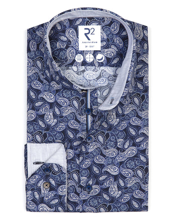 Chemise en stretch à imprimé cachemire 010 - Navy