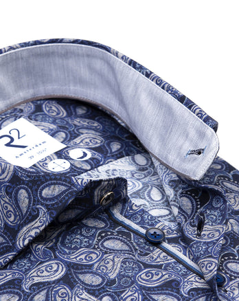 Chemise en stretch à imprimé cachemire 010 - Navy