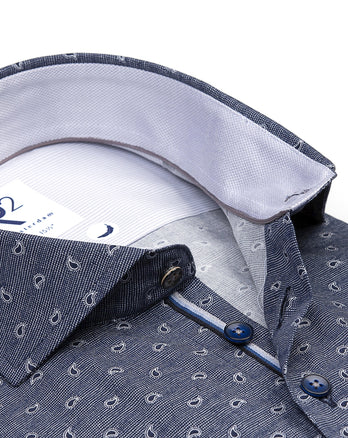 Chemise en coton à imprimé cachemire 010 - Navy