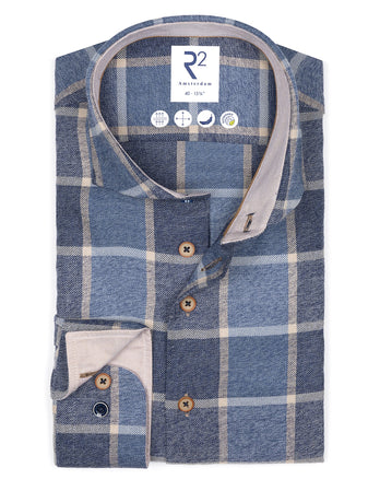 Chemise stretch à carreaux 014 - Blue