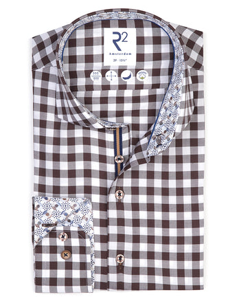 Large vichy check shirt 041 - Brown