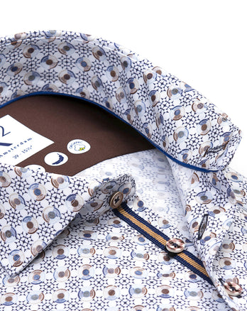 Chemise en Tencel imprimée roues 014 - Blue