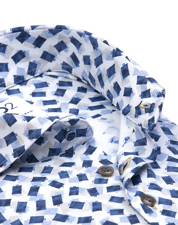 Chemise en 4-way stretch imprimé valise 014 - Blue