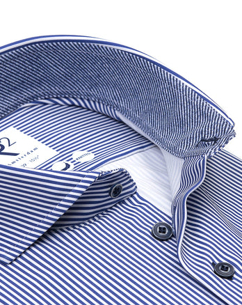 Chemise rayée en 4-way stretch 012 - Cobalt