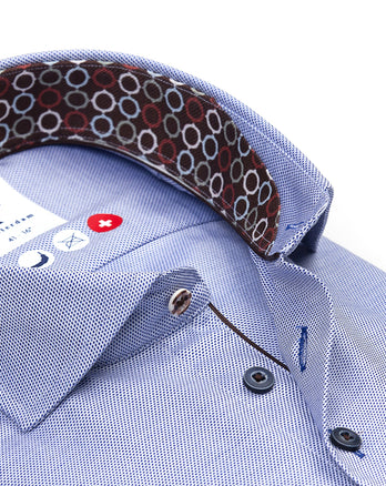 Non-iron dobby cotton shirt 014 - Blue