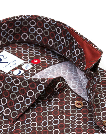 Chemise en coton dobby non repassée 041 - Brown