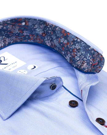 Chemise en coton à chevrons 018 - Light blue