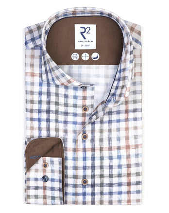 Chemise en coton velours à carreaux 014 - Blue