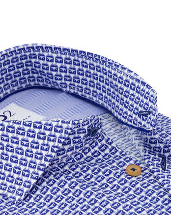 Iconic van print cotton shirt 014 - Blue