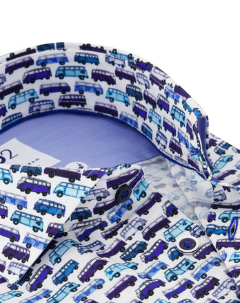 Iconic van print cotton shirt 014 - Blue