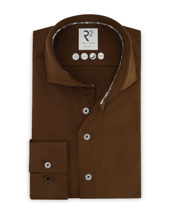 Extra long sleeves. Travel shirt 041 - Brown