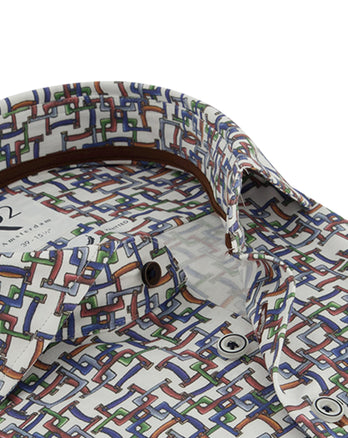 Extra long sleeves. Suitcase handle print knitted shirt 073 - Multicolour