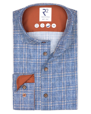 Manches extra longues. Chemise stretch à carreaux 014 - Blue
