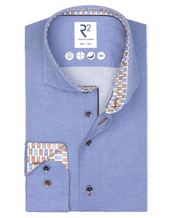 Extra lange Ärmel. Stretchhemd mit Dobby-Optik Druck 018 - Light blue