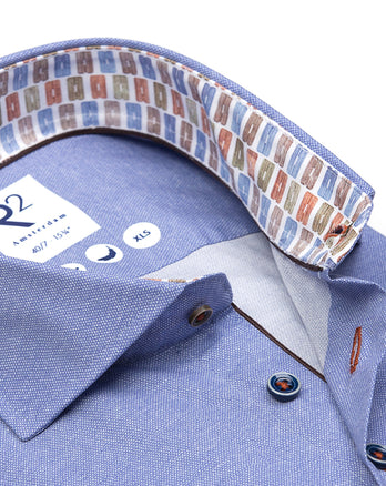 Extra lange Ärmel. Stretchhemd mit Dobby-Optik Druck 018 - Light blue