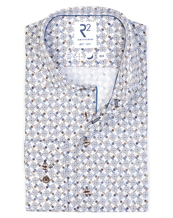 Extra lange Ärmel. Rollen-Druck Tencelhemd 014 - Blue