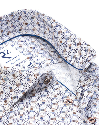 Extra lange Ärmel. Rollen-Druck Tencelhemd 014 - Blue