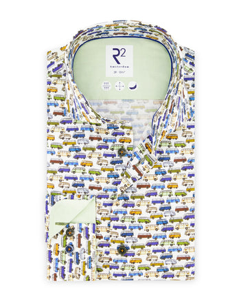 Extra long sleeves. Iconic van print cotton shirt 073 - Multicolour