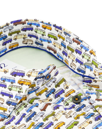 Extra long sleeves. Iconic van print cotton shirt 073 - Multicolour