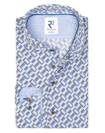 Kofferdruck Stretch-Hemd 014 - Blue