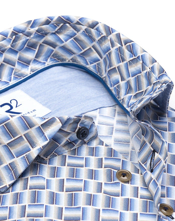 Kofferdruck Stretch-Hemd 014 - Blue