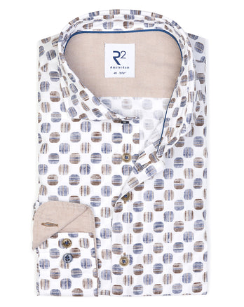 Kofferdruck Stretch-Hemd 045 - Beige