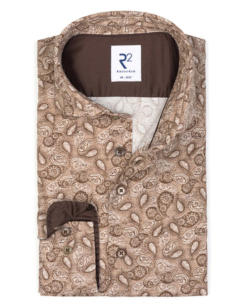 Chemise en stretch à imprimé cachemire 045 - Beige