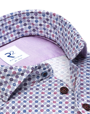 Koffer-Rollen-Druck Dobby Baumwollhemd 064 - Purple